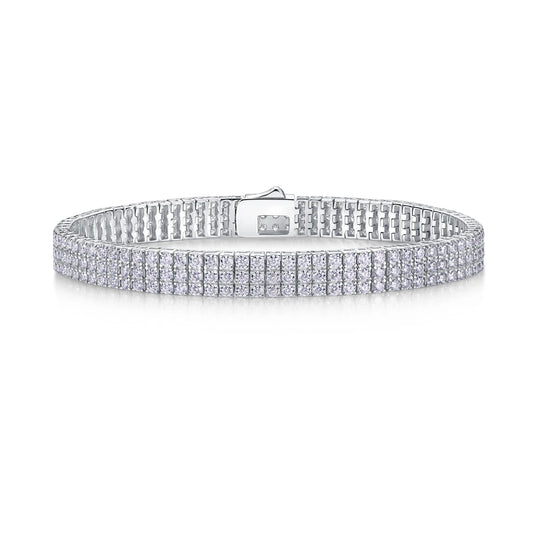 sterling silver jewelry - 925 Silver Bracelet SLM0033B-White-17cm/6.7in front view