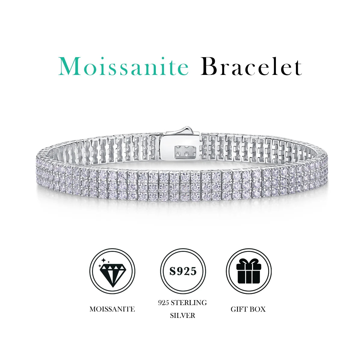 sterling silver jewelry - 925 Silver Bracelet SLM0033B-White-17cm/6.7in product view 05