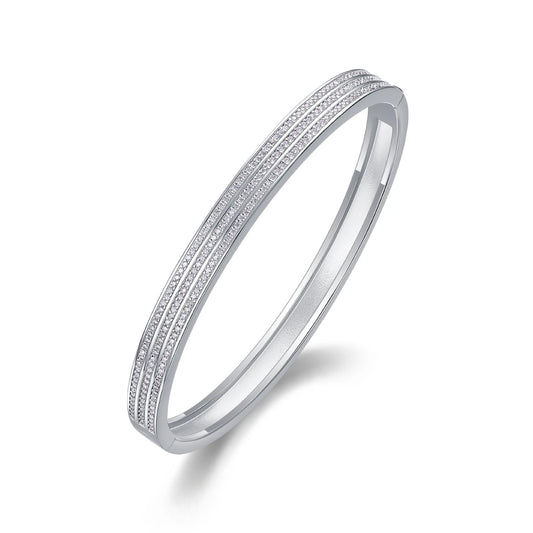 sterling silver jewelry - 925 Silver Bracelet SLM0040B-White-17cm/6.7in front view