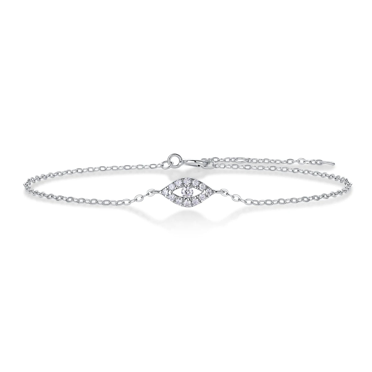 sterling silver jewelry - 925 Silver Bracelet SLM0036B-White-17cm/6.7in front view