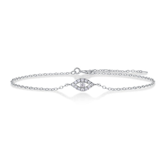 sterling silver jewelry - 925 Silver Bracelet SLM0036B-White-17cm/6.7in front view