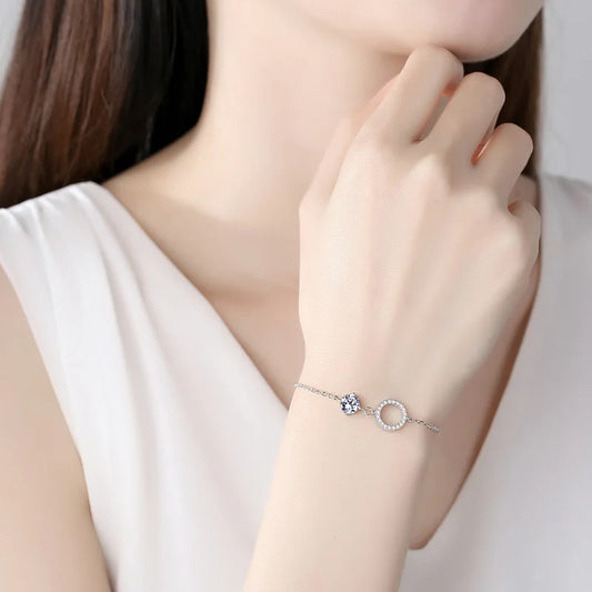 sterling silver jewelry - 925 Silver Bracelet SLM0002B-women bracelet-15+4cm front view