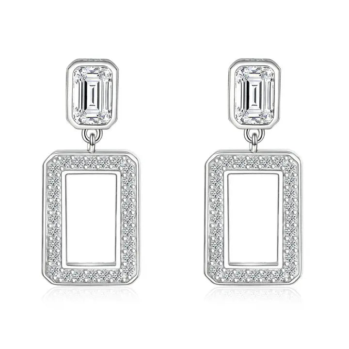 sterling silver jewelry - Silver White Earring Earrings SLM0035E-TLED190 front view