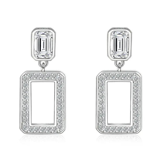 sterling silver jewelry - Silver White Earring Earrings SLM0035E-TLED190 front view