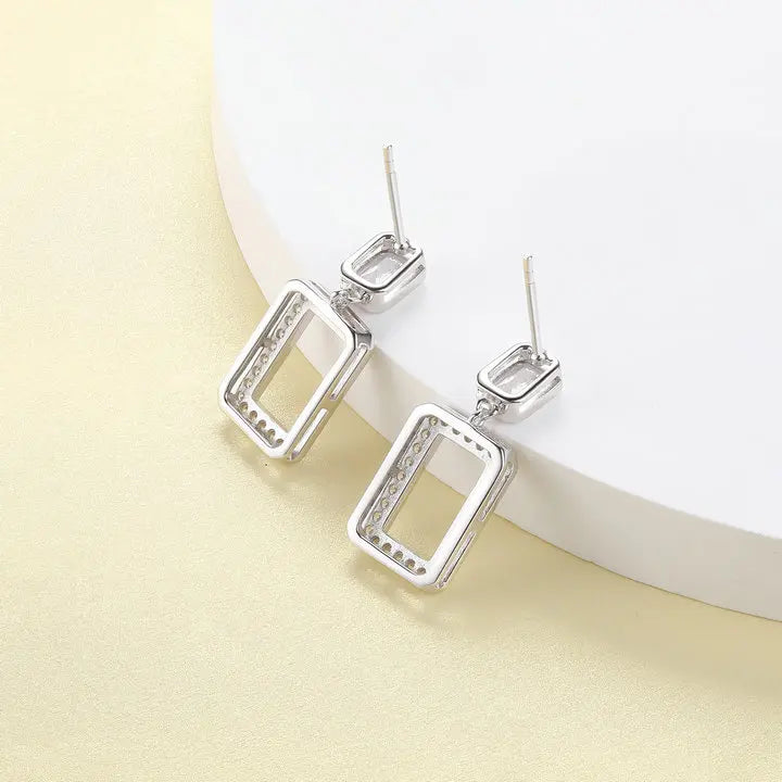 sterling silver jewelry - Silver White Earring Earrings SLM0035E-TLED190 side view