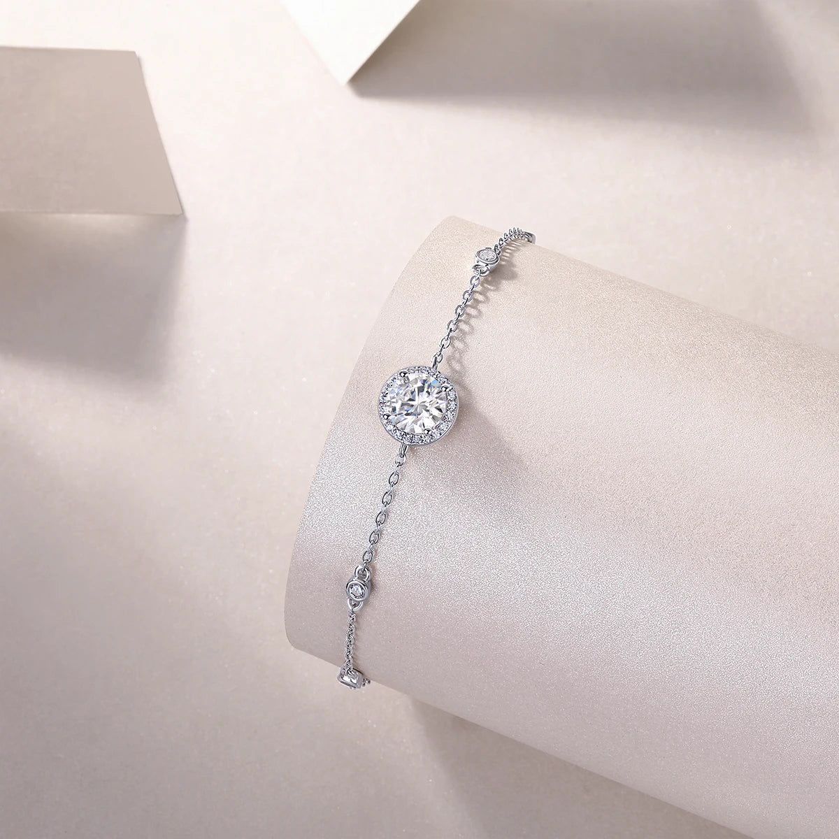 sterling silver jewelry - 925 Silver Bracelet SLM0031B-White-17cm/6.7in detail view