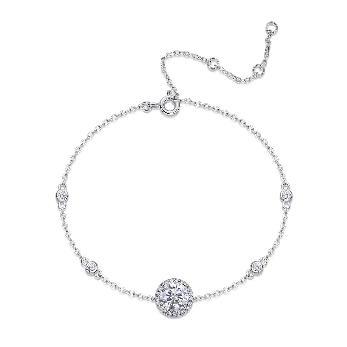 sterling silver jewelry - 925 Silver Bracelet SLM0031B-White-17cm/6.7in front view
