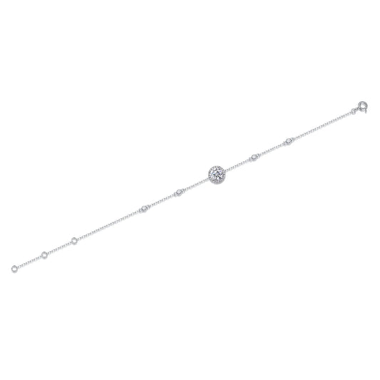 sterling silver jewelry - 925 Silver Bracelet SLM0031B-White-17cm/6.7in open view