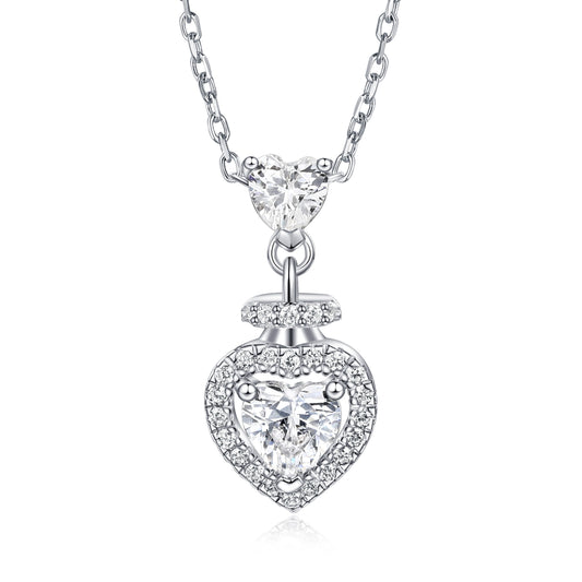 sterling silver jewelry - 925 Silver Pendant Necklace SLZ0023N-heart necklace front view