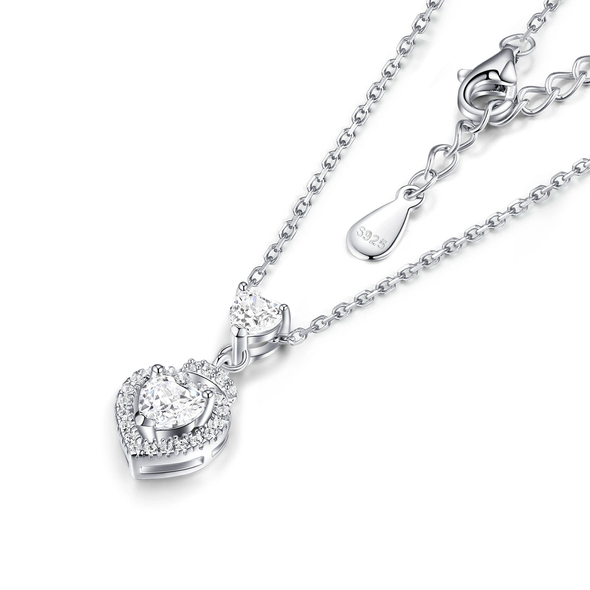 sterling silver jewelry - 925 Silver Pendant Necklace SLZ0023N-heart necklace open view