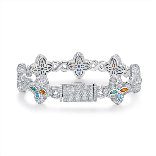sterling silver jewelry - 925 Silver Bracelet SLM0003B-White front view
