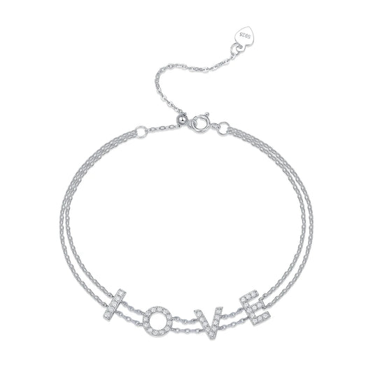 sterling silver jewelry - Rose Silver Bracelet SLM0052B-silver-19cm front view