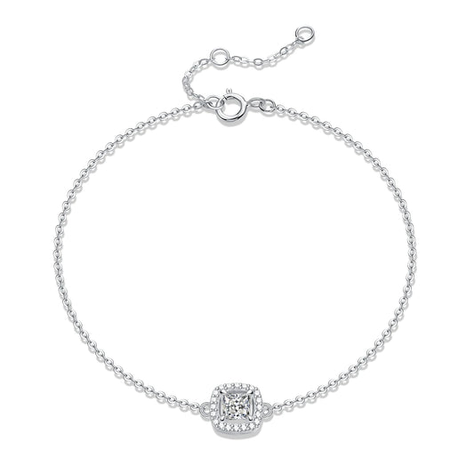 sterling silver jewelry - Rose Silver Bracelet SLM0047B-silver-19cm front view
