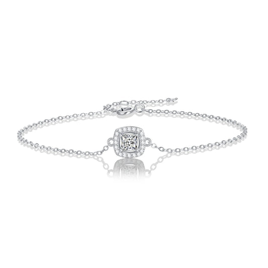 sterling silver jewelry - Rose Silver Bracelet SLM0047B-silver-19cm open view