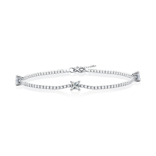 sterling silver jewelry - Silver Bracelet SLM0049B-silver-19cm front view