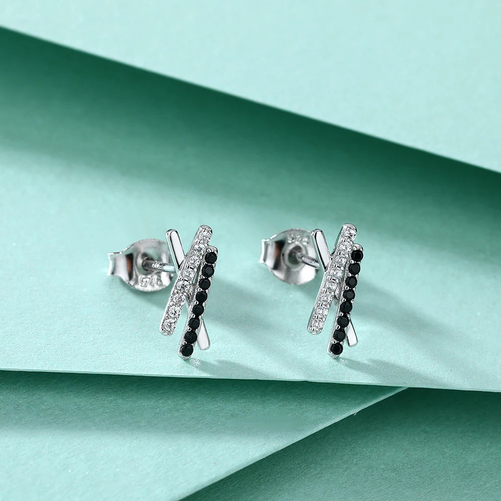 sterling silver jewelry - 925 Black Silver Earring SLM0017E-catalogue detail view