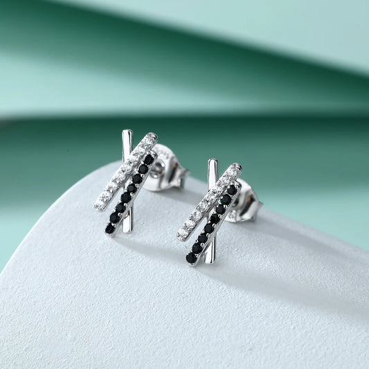 sterling silver jewelry - 925 Black Silver Earring SLM0017E-catalogue open view
