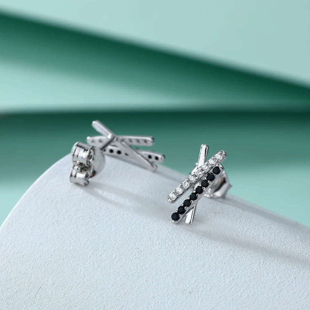 sterling silver jewelry - 925 Black Silver Earring SLM0017E-catalogue side view
