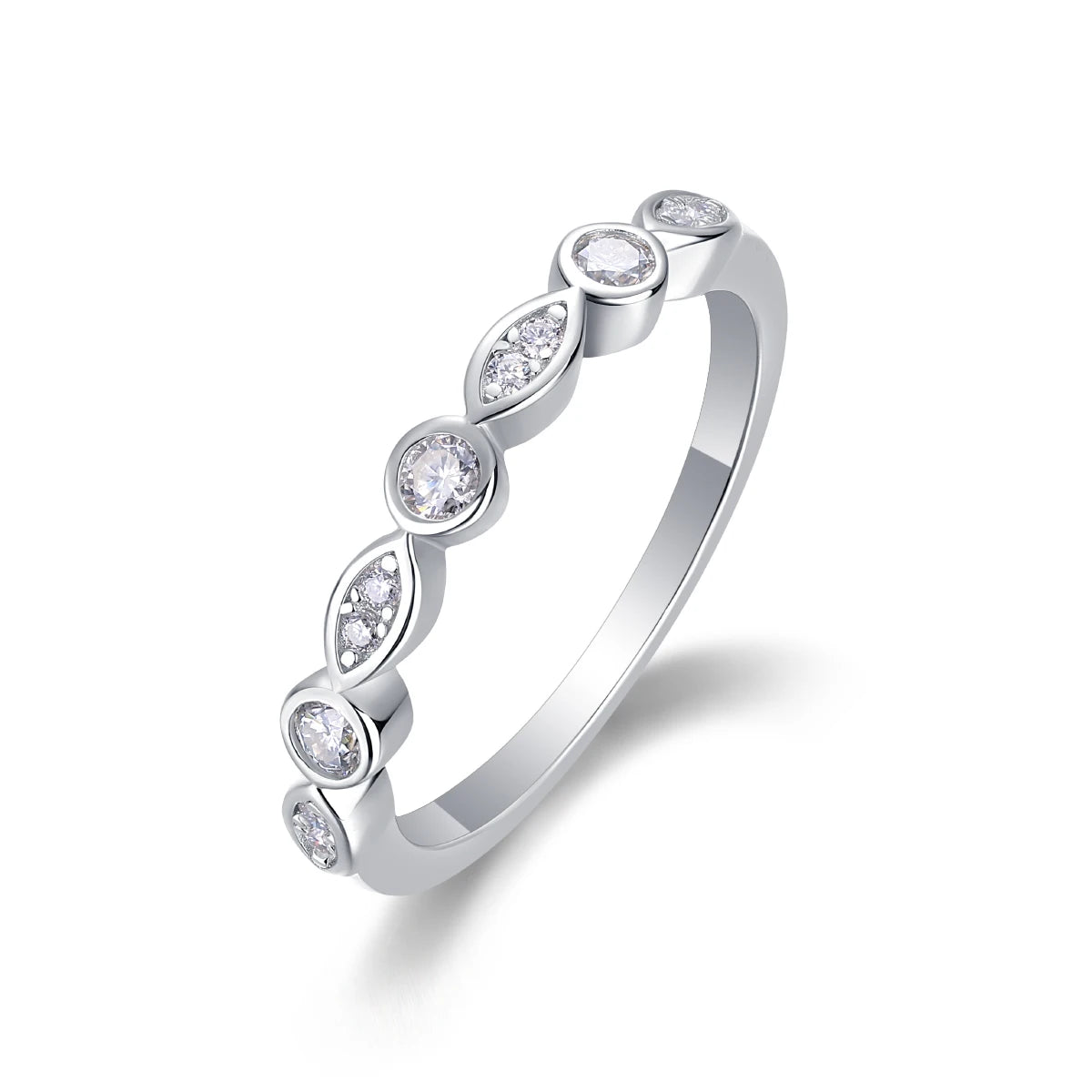 sterling silver jewelry - Silver Ring SLM0133R-Pink-5 front view