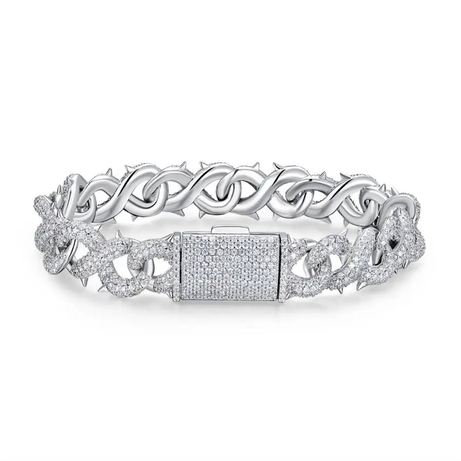 sterling silver jewelry - 925 Silver Bracelet SLM0001B-White front view