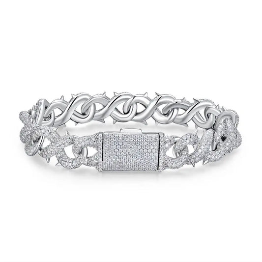 sterling silver jewelry - 925 Silver Bracelet SLM0001B-White front view
