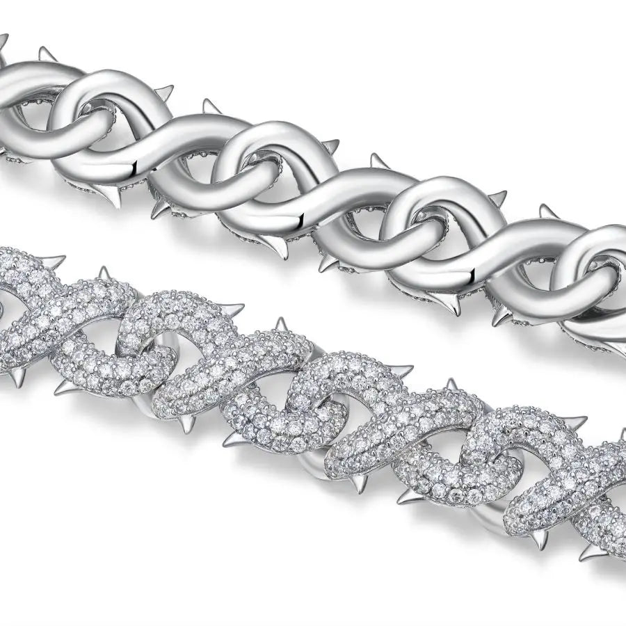 sterling silver jewelry - 925 Silver Bracelet SLM0001B-White open view