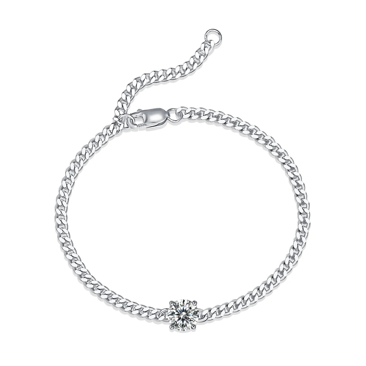 sterling silver jewelry - 925 Silver Bracelet SLM0057B-silver-19cm open view