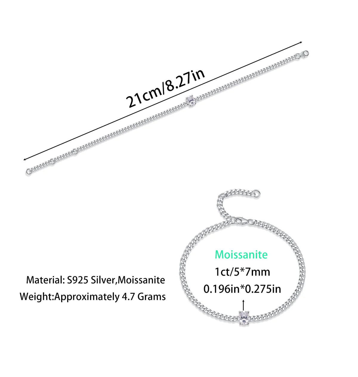 sterling silver jewelry - 925 Silver Bracelet SLM0065B-silver-16.5cm product view 05