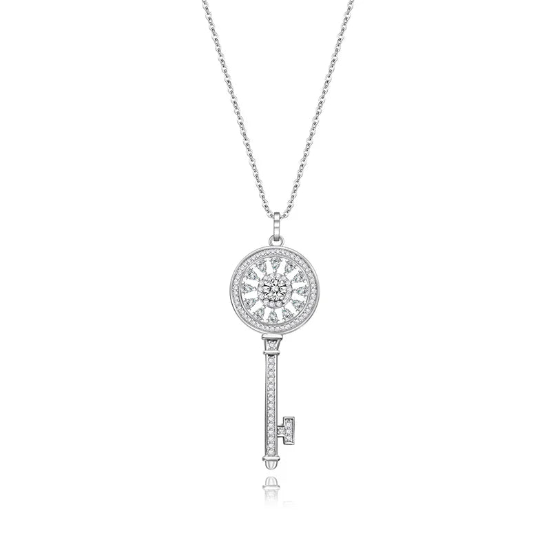 sterling silver jewelry - White Silver Pendant Necklace SLM0001N-0.5 CT-45 cm front view