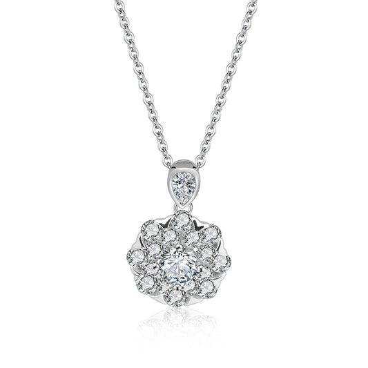 sterling silver jewelry - 925 Silver Pendant Silver Jewelry SLM0003N-Snowflake-40-45cm AJ front view