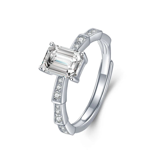 sterling silver jewelry - 925 Silver Ring SLM0006R-1.0 CT-AJ front view