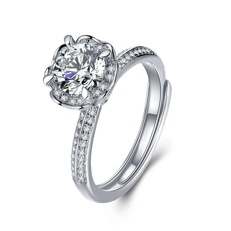 sterling silver jewelry - 925 Silver Ring SLM0011R-1.0 CT-AJ front view