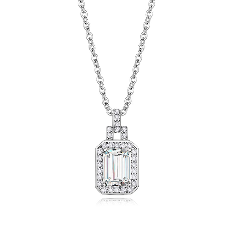 sterling silver jewelry - 925 Silver White Pendant Necklace SLM0010N-1 CT-40-45 cm AJ front view