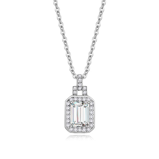 sterling silver jewelry - 925 Silver White Pendant Necklace SLM0010N-1 CT-40-45 cm AJ front view