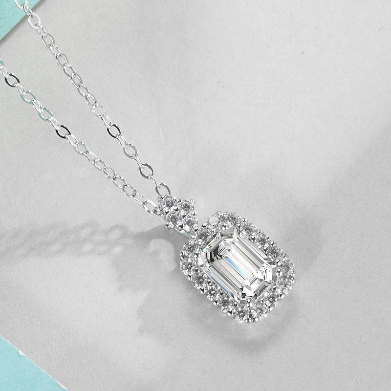 sterling silver jewelry - 925 Silver White Pendant Necklace SLM0010N-1 CT-40-45 cm AJ open view