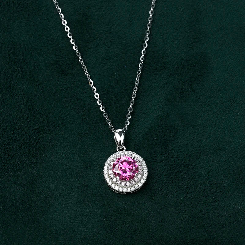 sterling silver jewelry - 925 Silver Pink Necklace Pendant SLM0014N-Pink-40-45cm AJ detail view