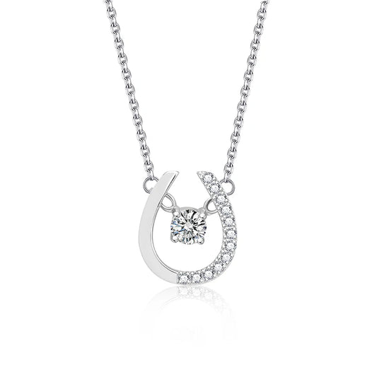 sterling silver jewelry - 925 Silver Pendant Necklace SLM0017N-Letter U-40-45cm AJ front view