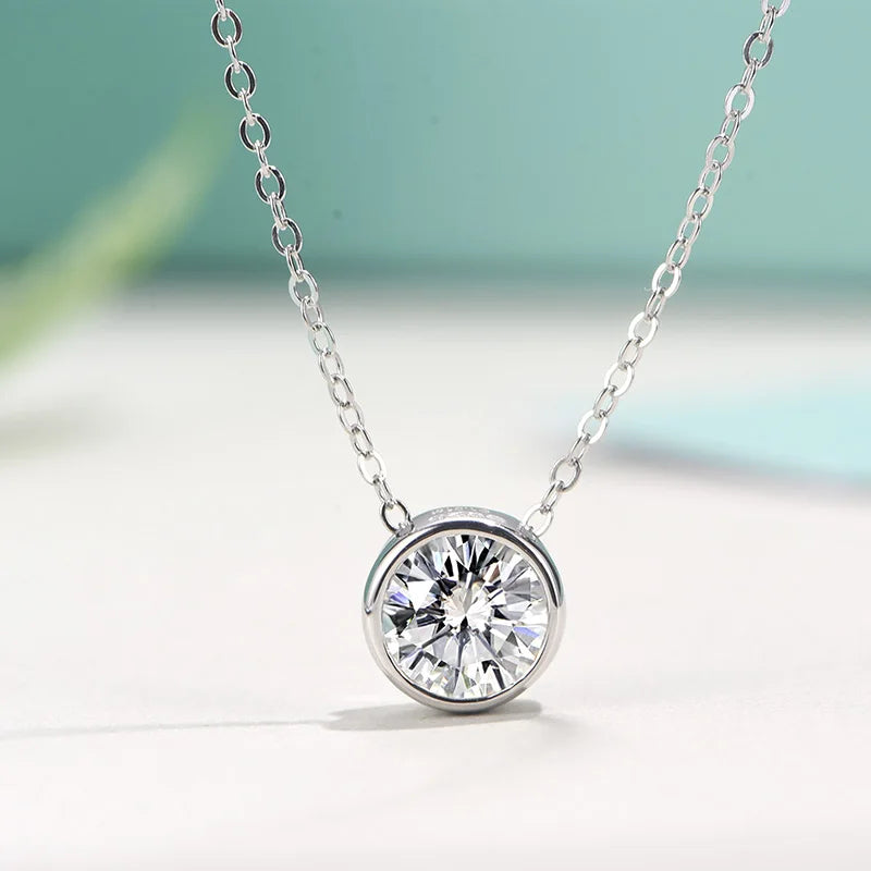sterling silver jewelry - Silver Pendant Necklace SLM0019N-0.5 CT-40-45cm AJ side view