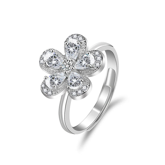 sterling silver jewelry - 925 Silver Ring SLM0017R-0.35 CT*5-AJ front view