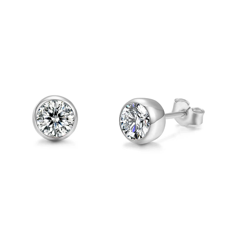 sterling silver jewelry - 925 Silver Earrings SLM0004E-0.5CT * 2 front view