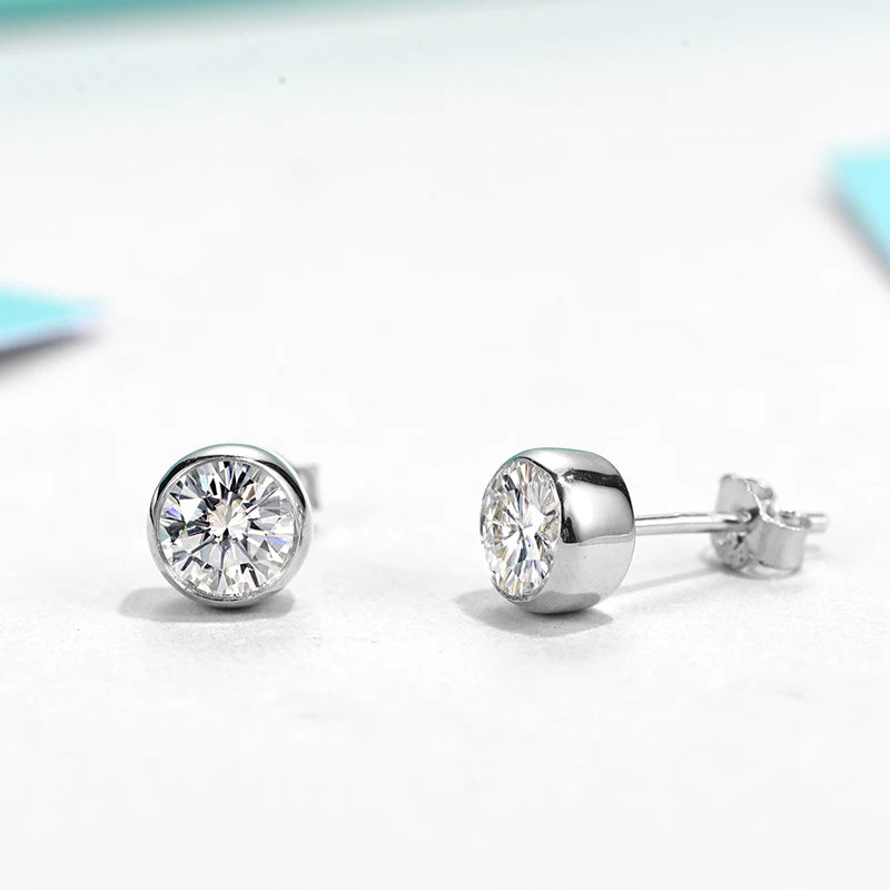 sterling silver jewelry - 925 Silver Earrings SLM0004E-0.5CT * 2 side view
