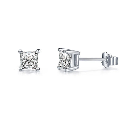 sterling silver jewelry - 925 Silver Earrings SLM0006E-0.5CT * 2 front view