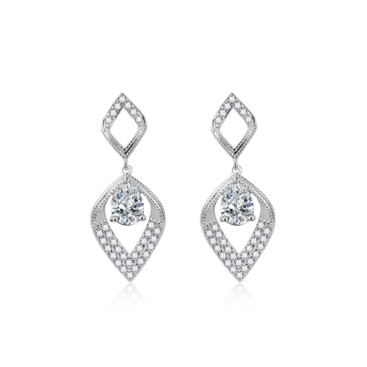 sterling silver jewelry - 925 Silver Earrings SLM0009E-0.8 CT * 2 front view