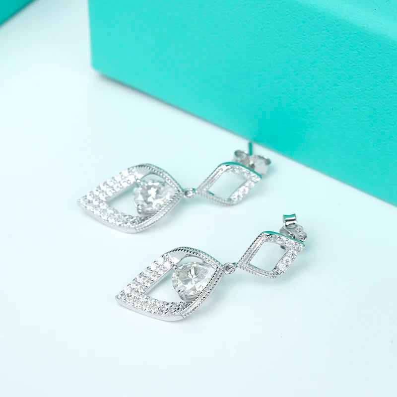 sterling silver jewelry - 925 Silver Earrings SLM0009E-0.8 CT * 2 side view