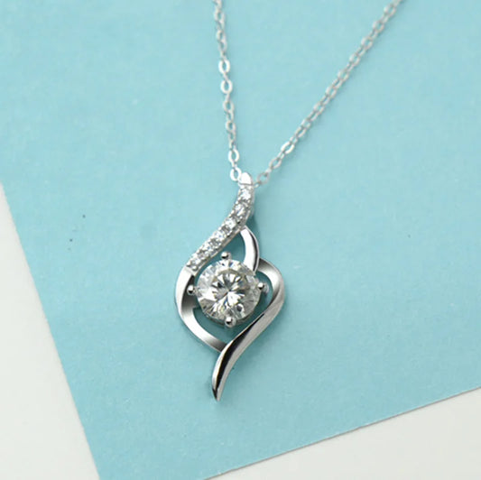 sterling silver jewelry - 925 Silver Pendant Necklace SLM0023N-1 CT-45cm AJ open view