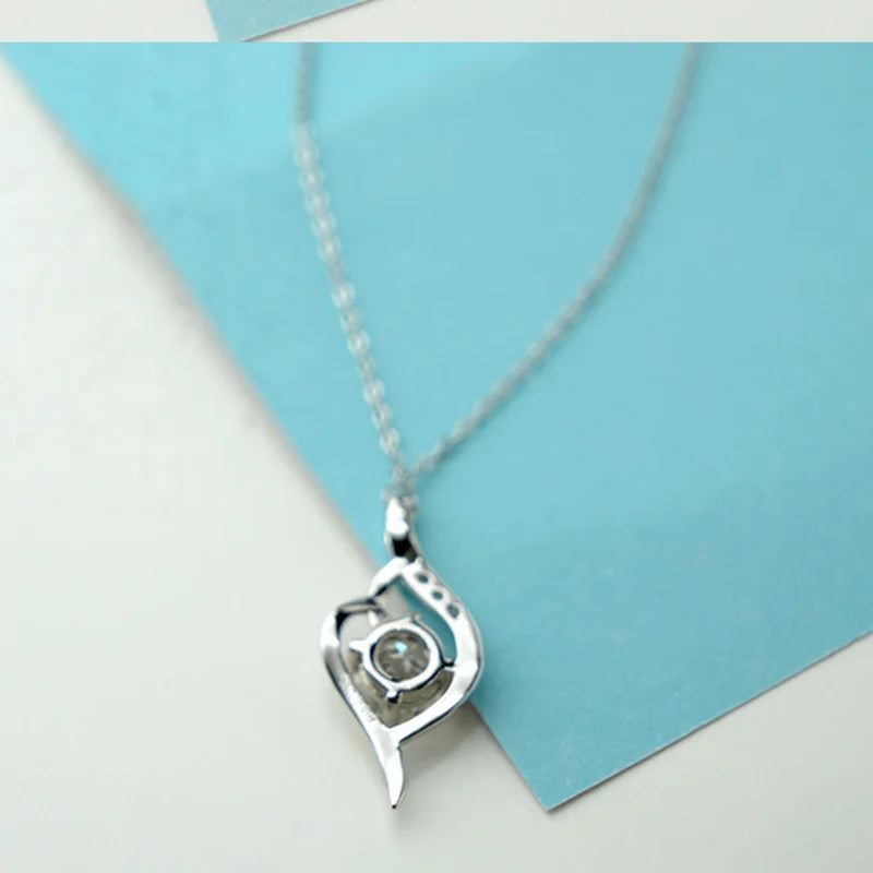 sterling silver jewelry - 925 Silver Pendant Necklace SLM0023N-1 CT-45cm AJ side view