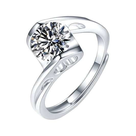 sterling silver jewelry - 925 Silver Ring SLM0022R-0.3 CT-AJ front view