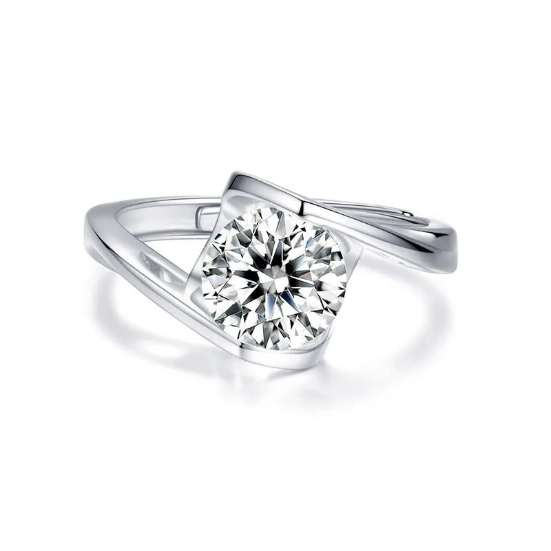 sterling silver jewelry - 925 Silver Ring SLM0022R-0.3 CT-AJ open view