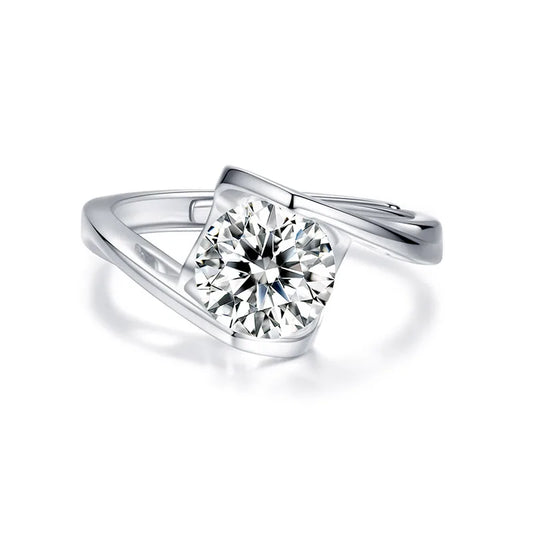 sterling silver jewelry - 925 Silver Ring SLM0022R-0.3 CT-AJ open view