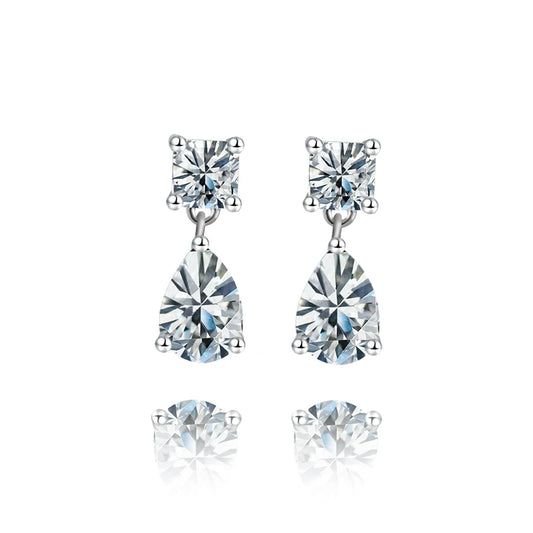 sterling silver jewelry - 925 Silver Earrings SLM0010E-White front view